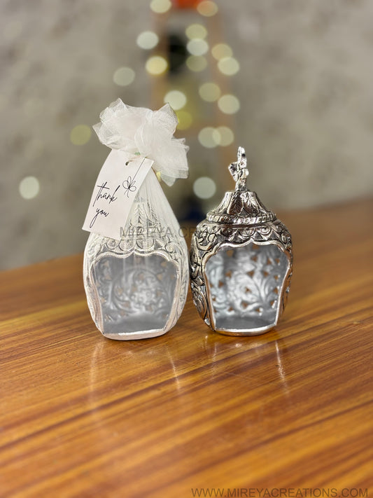 German Antique Silver T-Light Candle Holder Return Gift | Traditional Silver Finish Tealight Holder | Wedding & Festive Favor Under ₹700