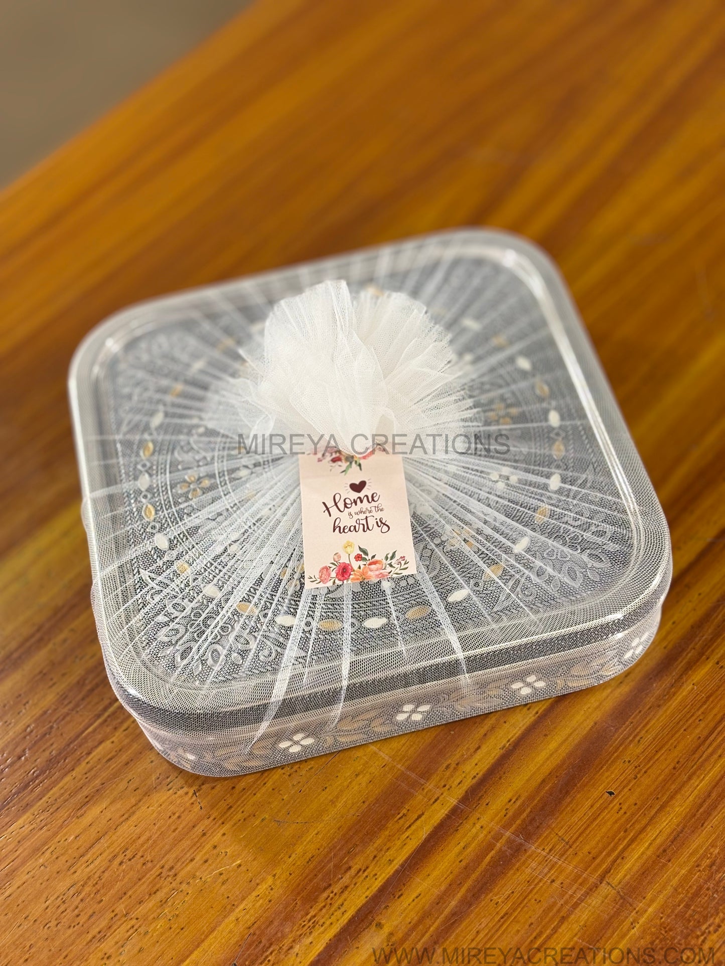 Meenakari Square Stainless Steel Spice Box Return Gift | Decorative Steel Masala Storage Box | Wedding & Housewarming Favor Under ₹2500