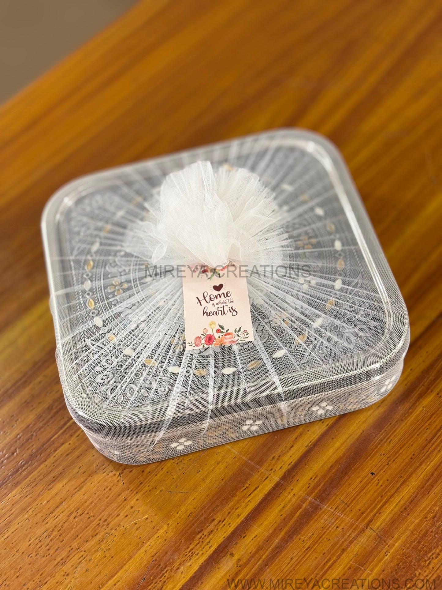 Meenakari Square Stainless Steel Spice Box Return Gift | Decorative Steel Masala Storage Box | Wedding & Housewarming Favor Under ₹2500