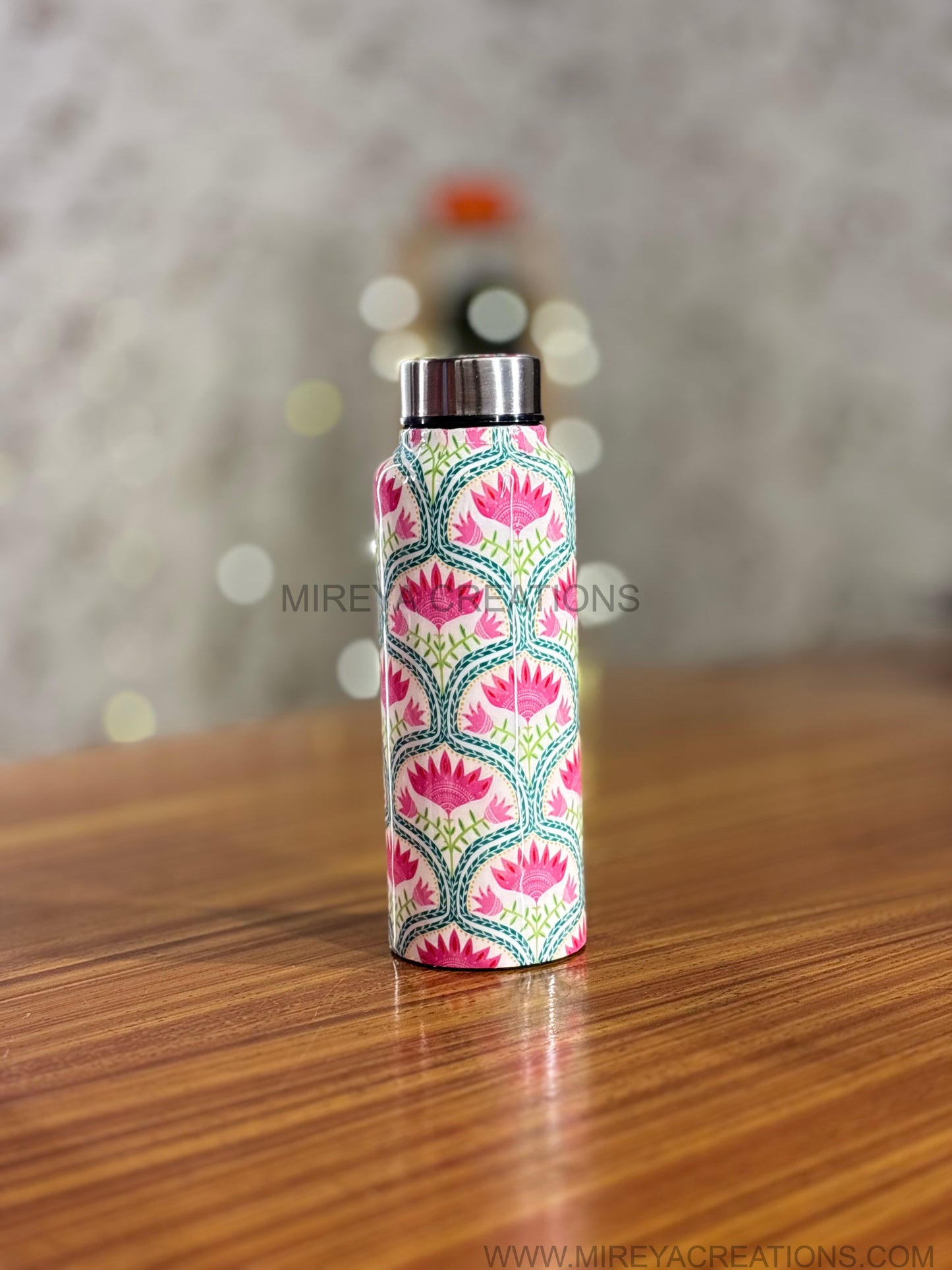 Stainless Steel Bottle & Tumbler Set Return Gift | Personalised Steel Drinkware Set in Pink Velvet Box | Wedding & Festive Favor Under ₹