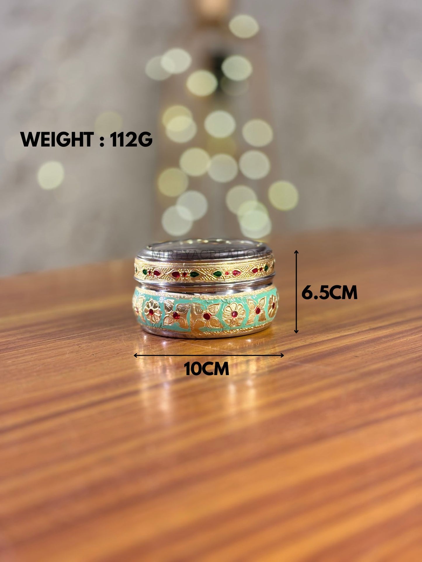 Green Meenakari Steel Box Return Gift | Decorative Steel Storage Box with Transparent Lid | Wedding & Housewarming Favor Under ₹200