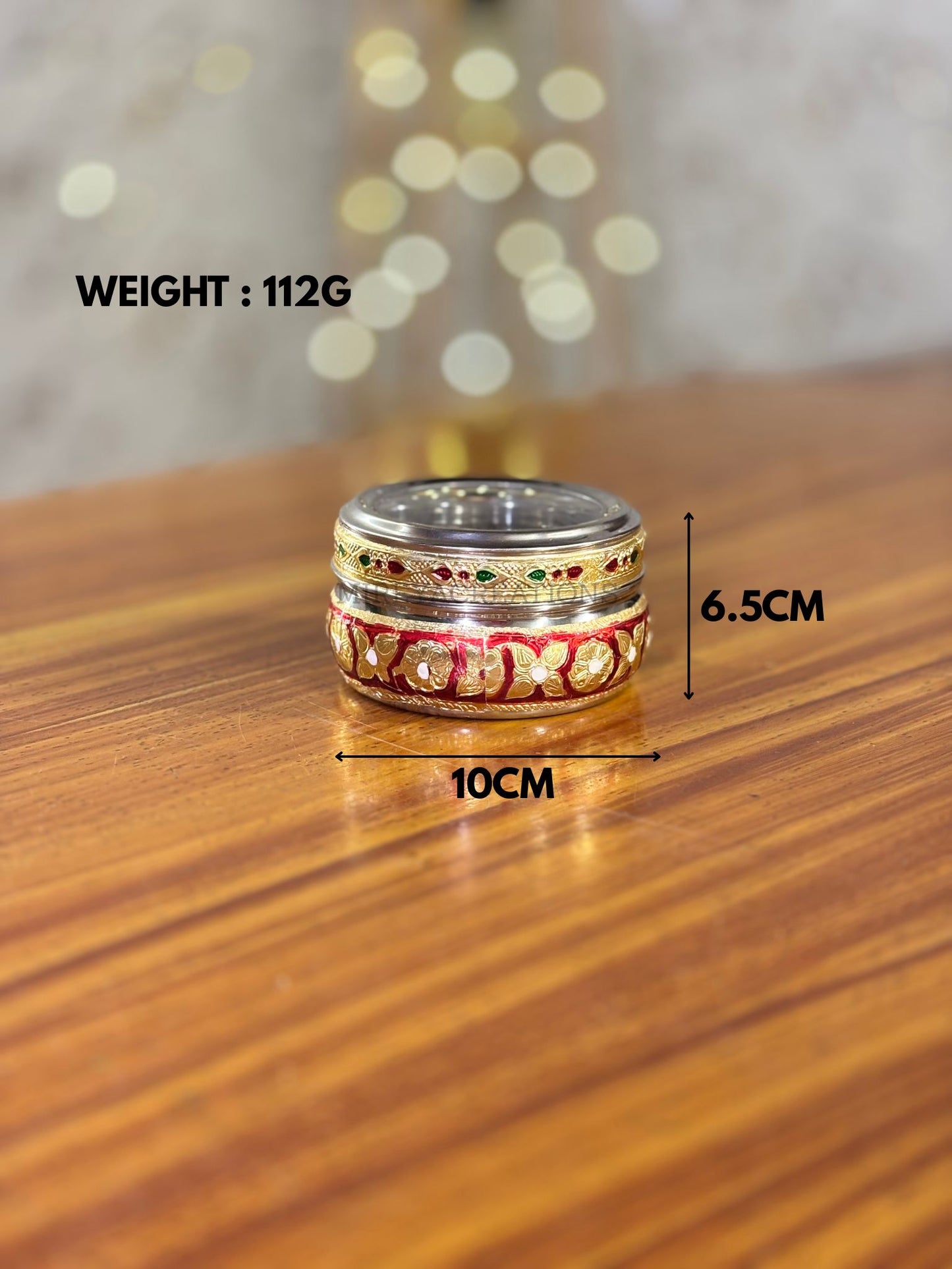 Red Meenakari Box with Transparent Lid Return Gift | Decorative Steel Sweet Box with Transparent Lid | Wedding & Housewarming Favor Under ₹200