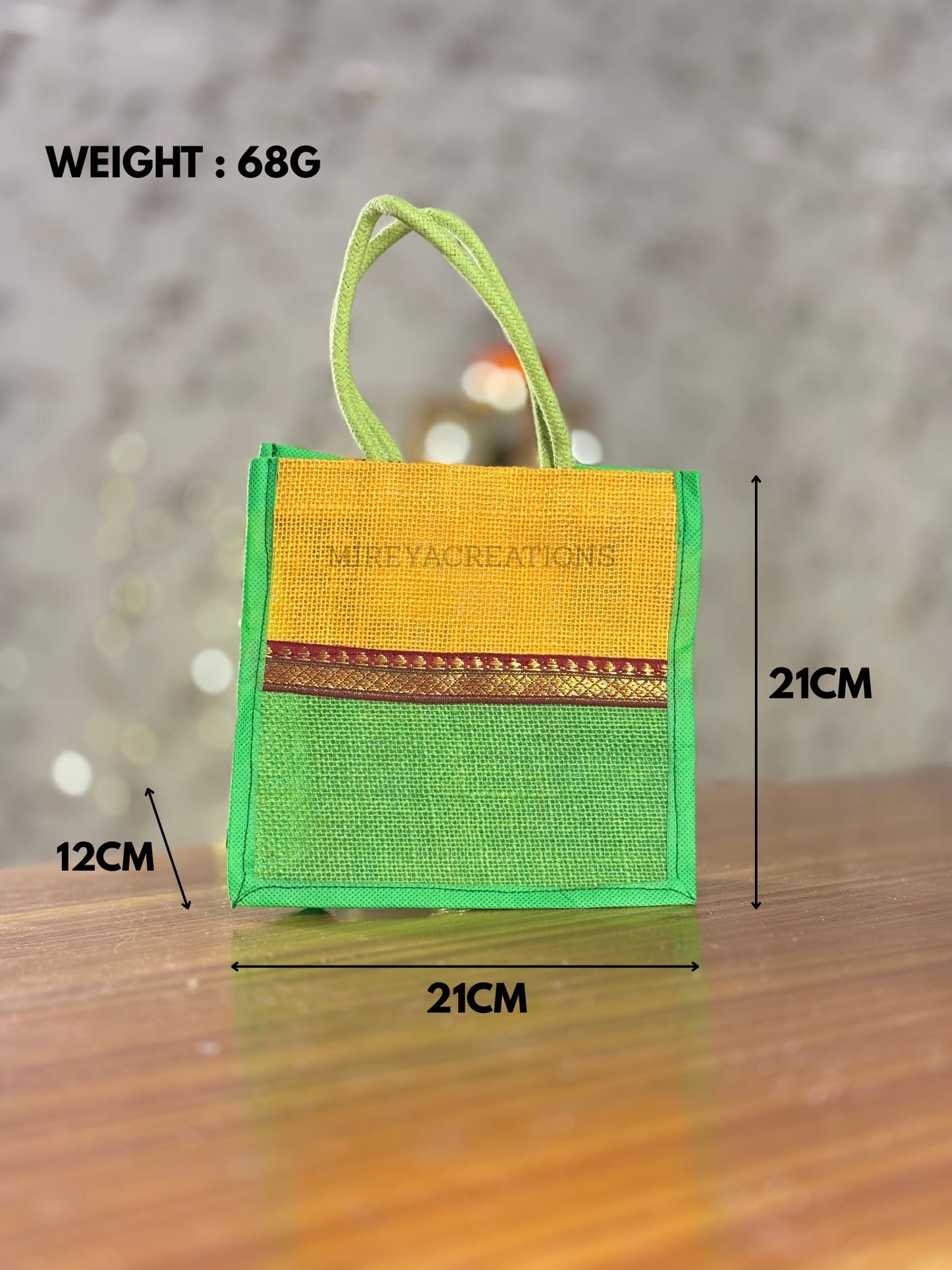 Yellow & Green Mini Jute Bag Return Gift | Handcrafted Jute Gift Bag | Wedding & Festive Favor Under ₹100
