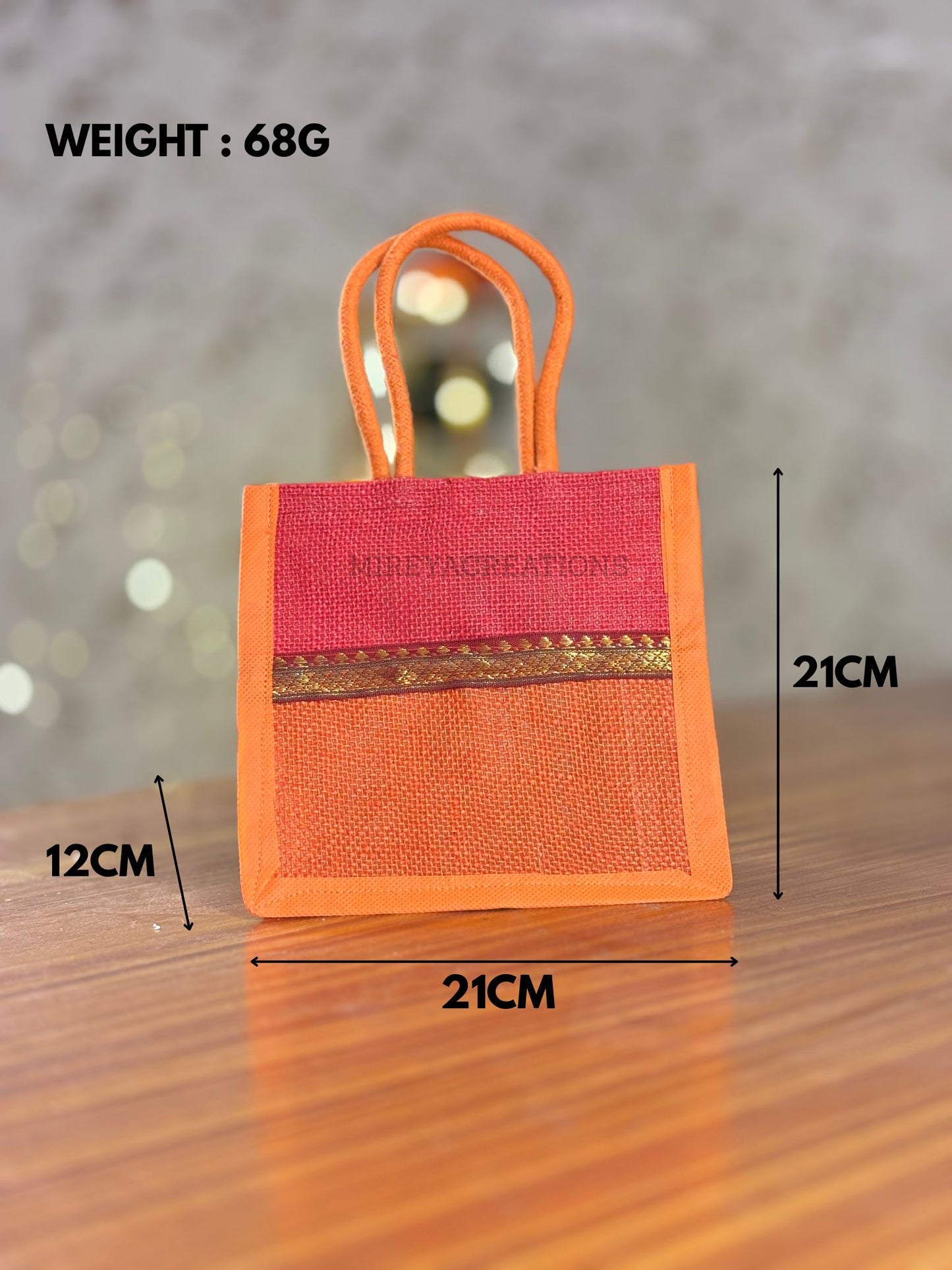 Orange & Maroon Mini Jute Bag Return Gift | Handcrafted Jute Gift Bag | Wedding & Festive Favor Under ₹100