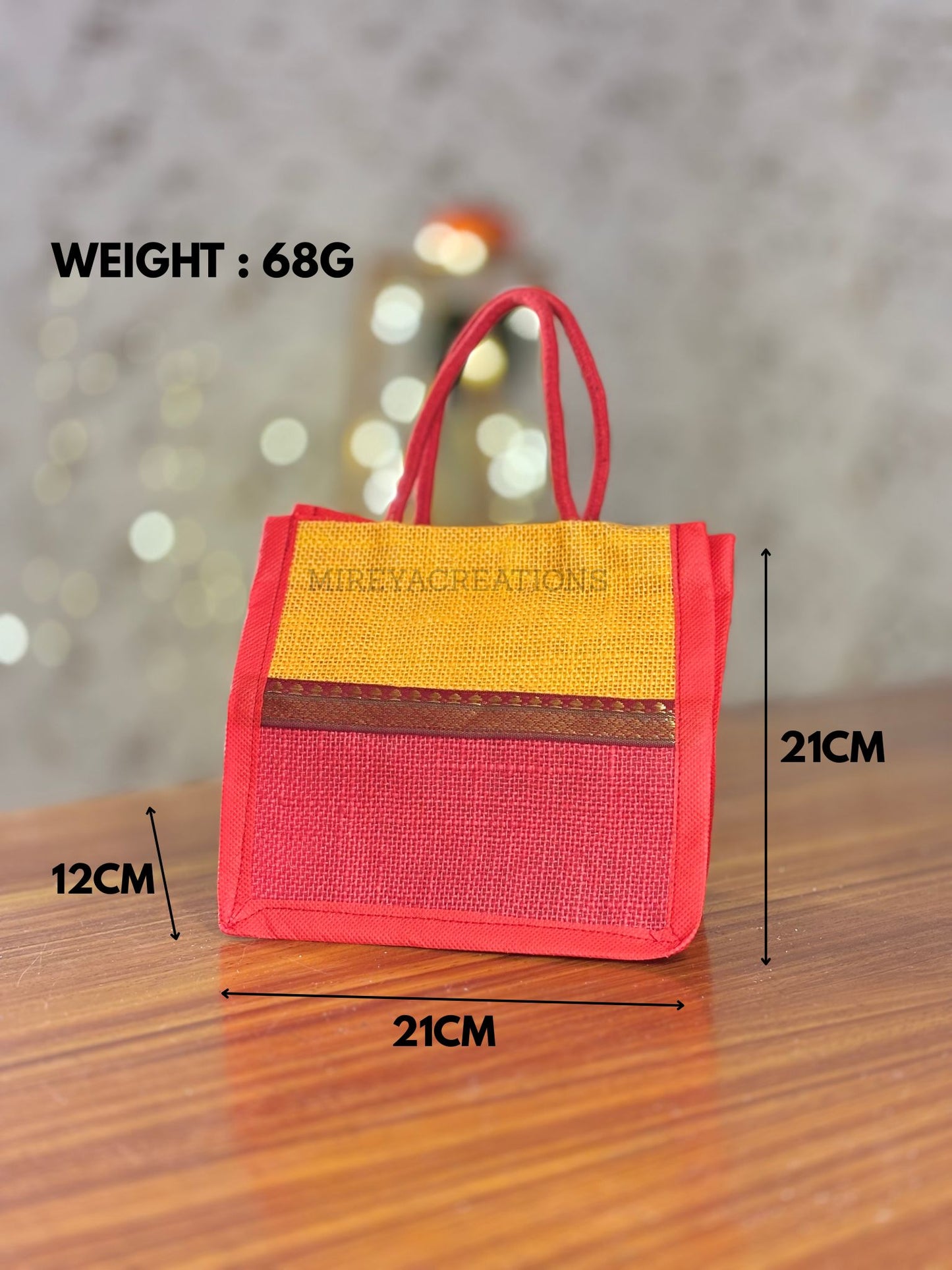 Yellow & Red Mini Jute Gift Bag Return Gift | Handcrafted Jute Gift Bag | Wedding & Festive Favor Under ₹100