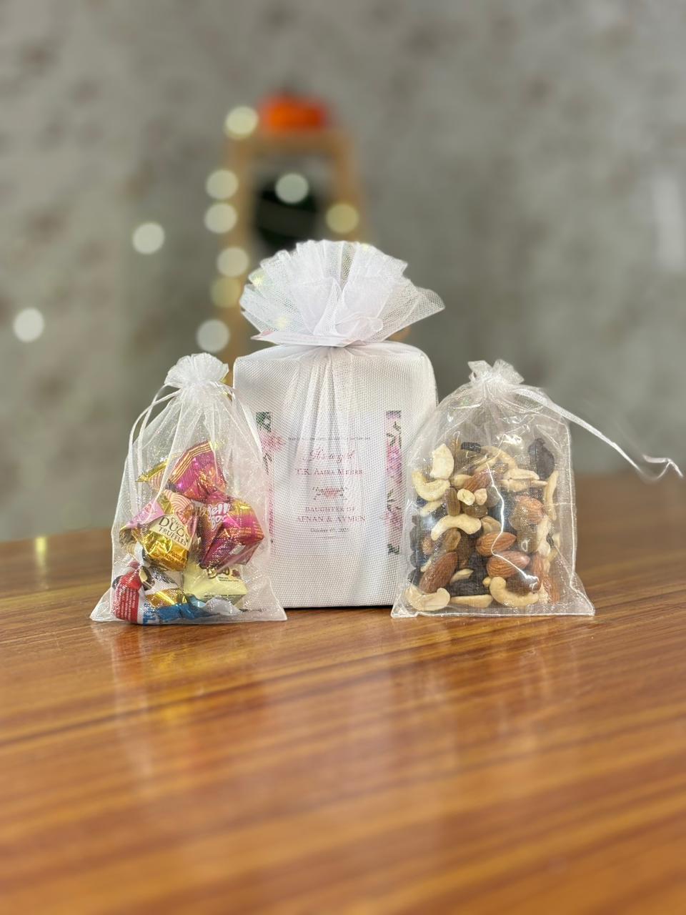 White Cone Jar Return Gift | Cone Jar With Nuts & Chocolates | Wedding & Party Favor Under ₹500