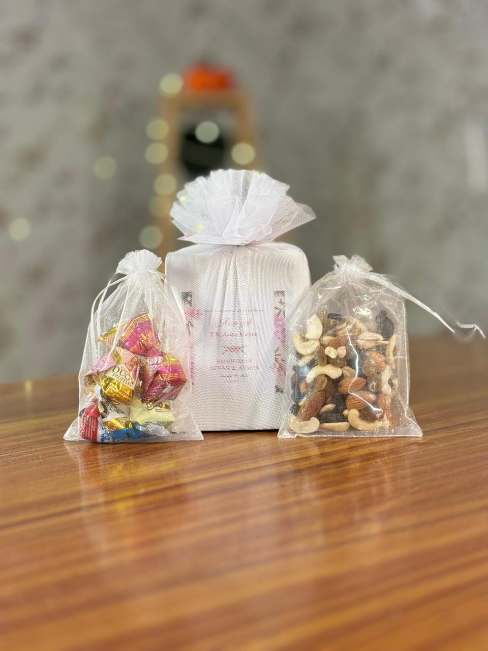 White Cone Jar Return Gift | Cone Jar With Nuts & Chocolates | Wedding & Party Favor Under ₹500