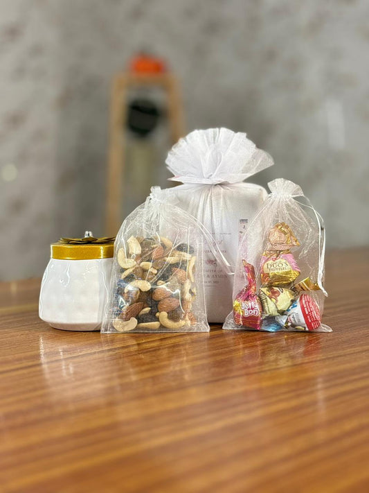 White Cone Jar Return Gift | Cone Jar With Nuts & Chocolates | Wedding & Party Favor Under ₹500
