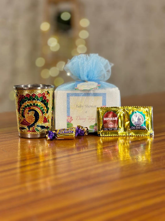 Meenakari Glass + Haldi & KumKum + Chocolates | Custom Return Gift Set | Wedding & Event Favor