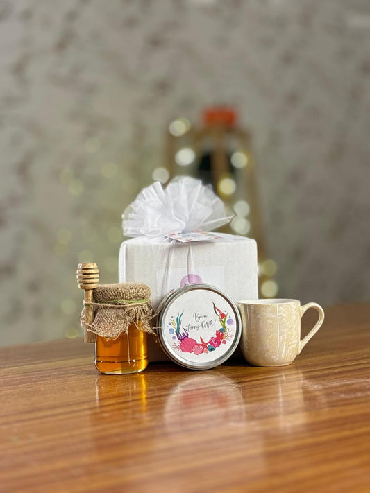 Honey Jar & Candle Set Return Gift | Scented Candle & Ceramic Mug Combo | Wedding & Housewarming Favor Under ₹500