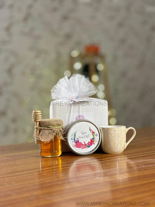 Honey Jar & Candle Set Return Gift | Scented Candle & Ceramic Mug Combo | Wedding & Housewarming Favor Under ₹500
