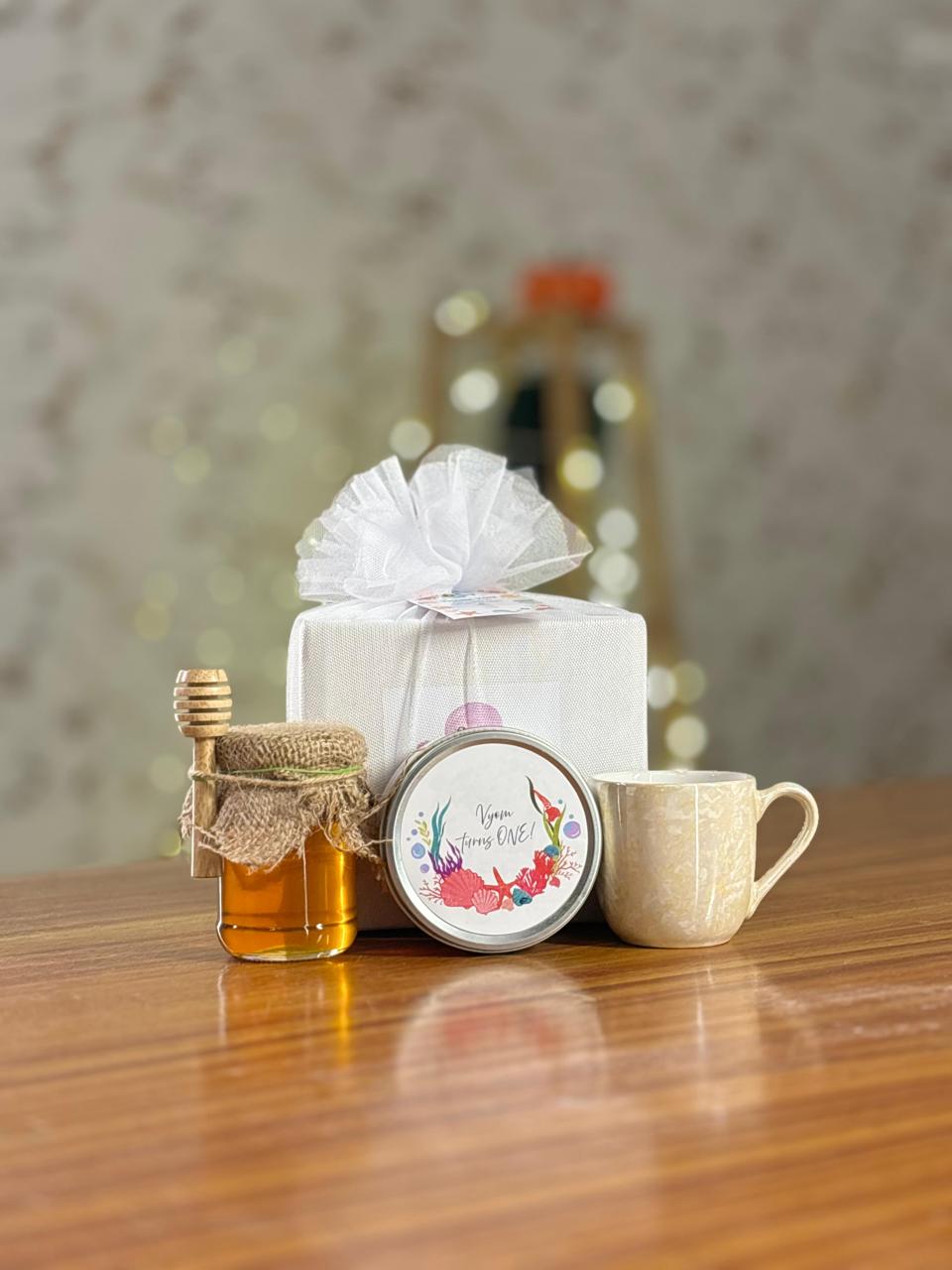 Honey Jar & Candle Set Return Gift | Scented Candle & Ceramic Mug Combo | Wedding & Housewarming Favor Under ₹500