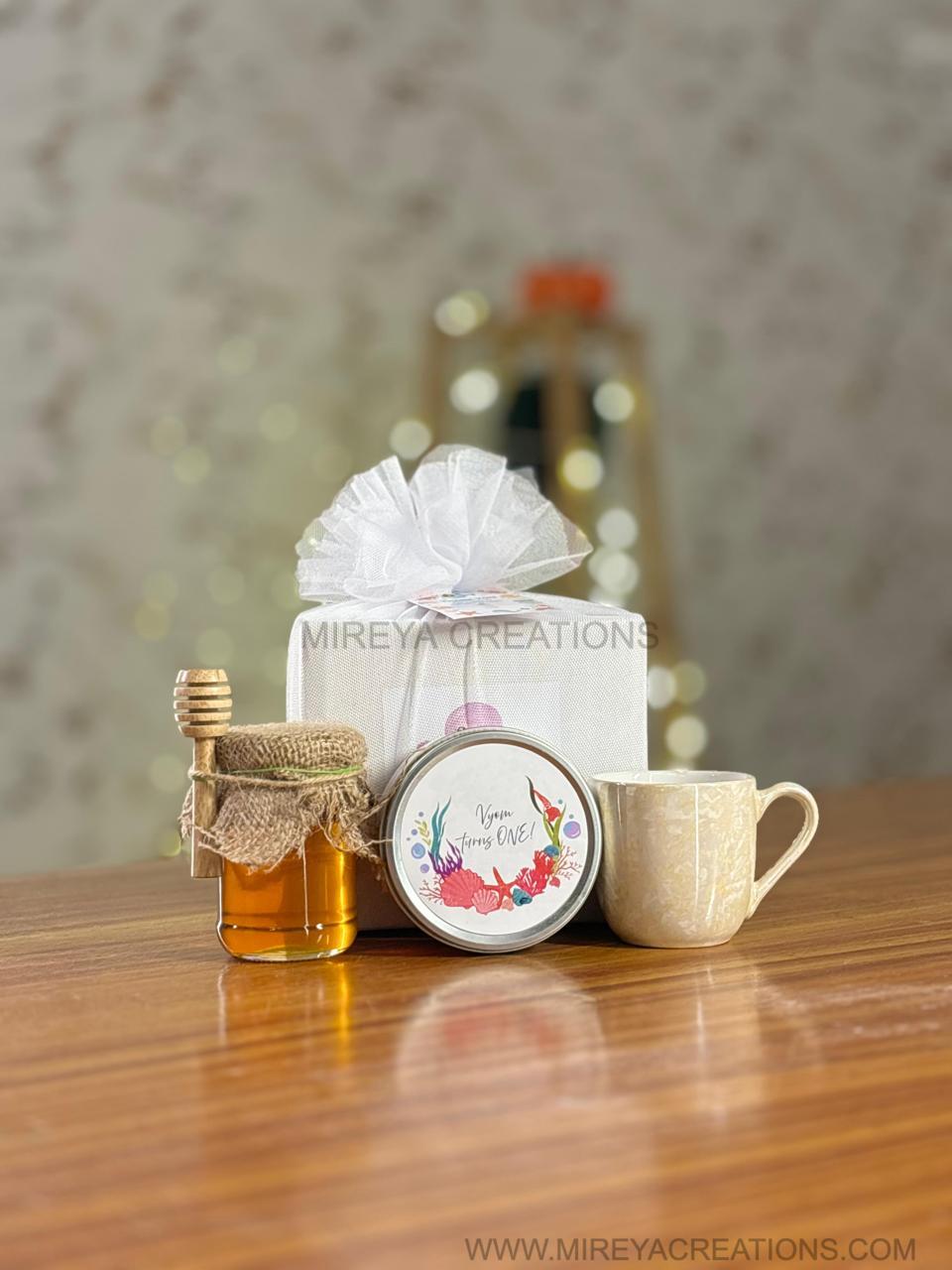 Honey Jar & Candle Set Return Gift | Scented Candle & Ceramic Mug Combo | Wedding & Housewarming Favor Under ₹500