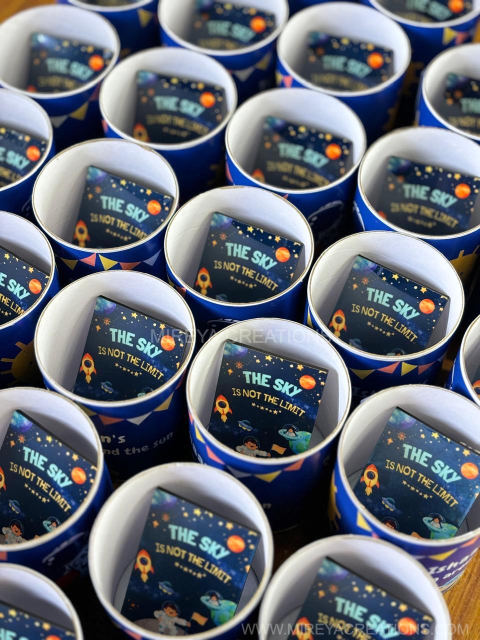 Paper Tin + Customised Fridge Magnet + Pouch of Chocolates | Custom Return Gift Set | Wedding & Event Favor