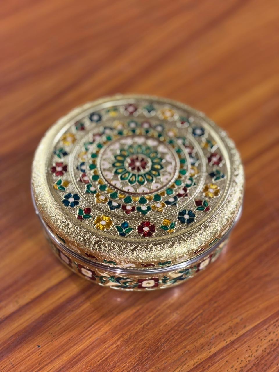 8 Inch Meenakari Box with Mixture Return Gift | Traditional Meenakari Gift Box With Namkeen Mix | Wedding & Puja Favor Under ₹500