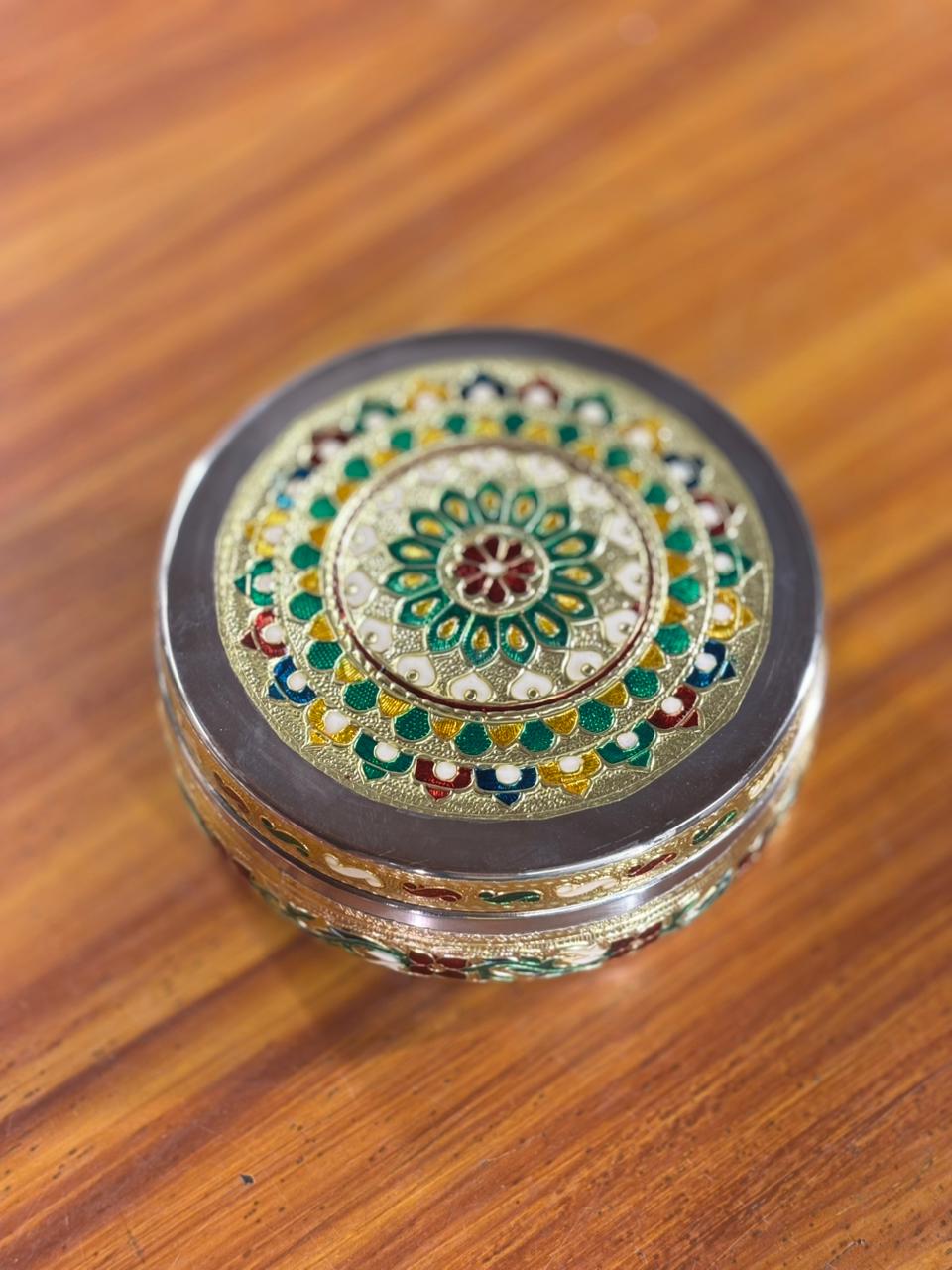 8 Inch Meenakari Box with Mixture Return Gift | Traditional Meenakari Gift Box With Namkeen Mix | Wedding & Puja Favor Under ₹500