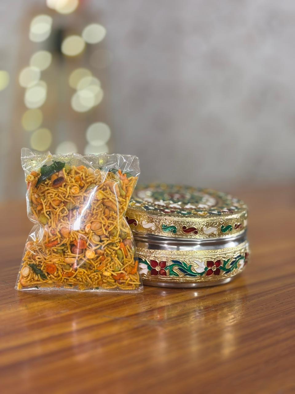 4 Inch Meenakari Box Return Gift | Decorative Meenakari Box With Mixture | Wedding & Party Favor Under ₹200