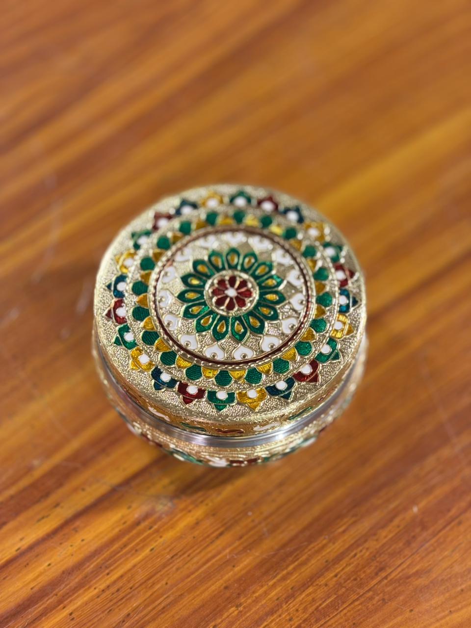 4 Inch Meenakari Box Return Gift | Decorative Meenakari Box With Mixture | Wedding & Party Favor Under ₹200