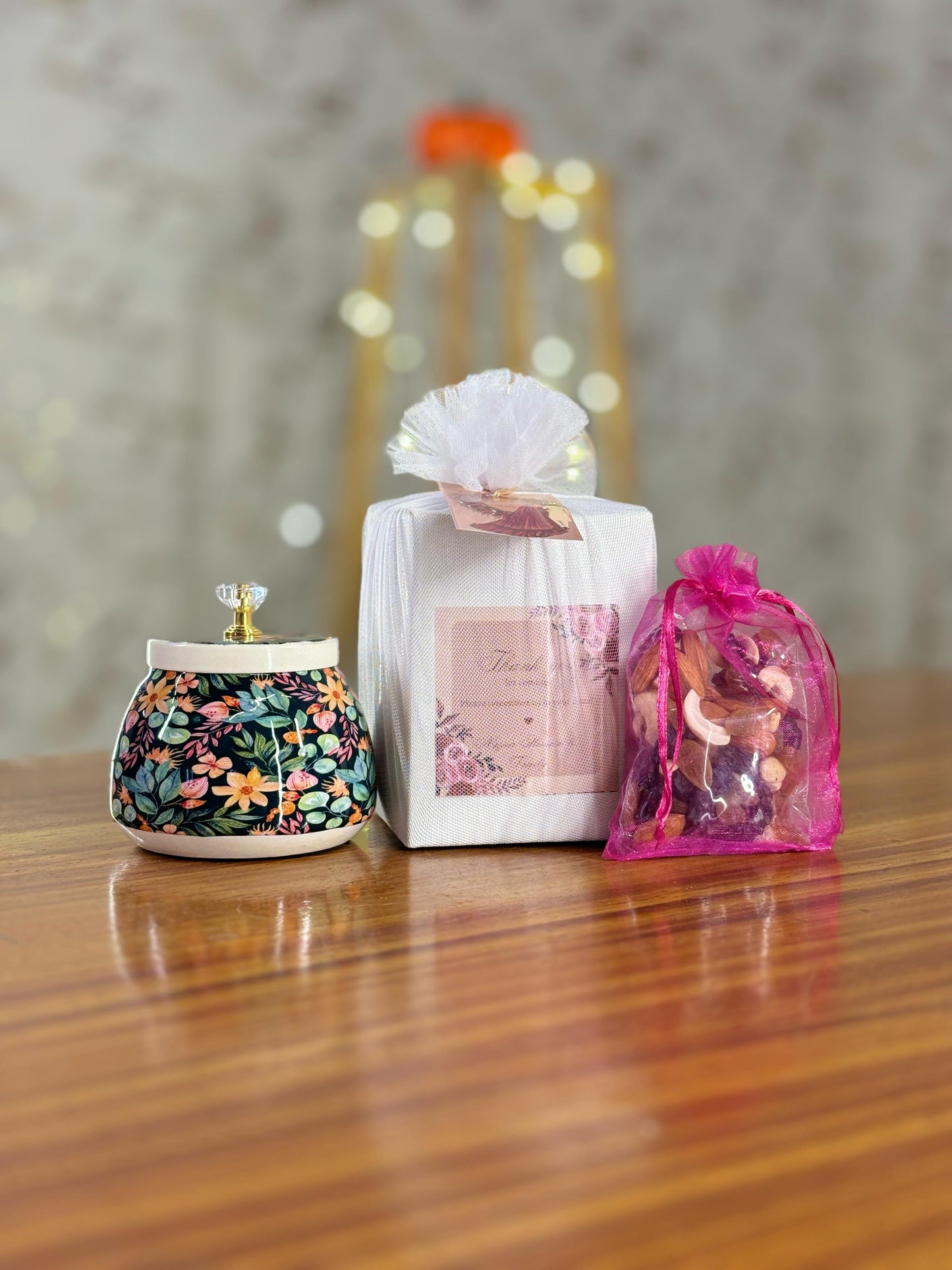 Printed Cone Jar Return Gift | Decorative Jar With Nuts | Wedding & Festive Favor Under ₹500