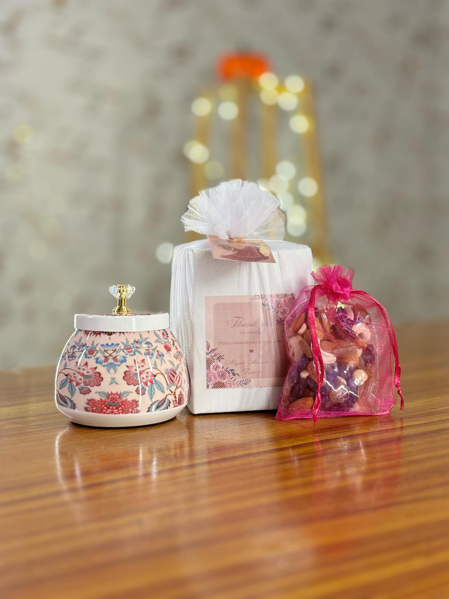 Printed Cone Jar Return Gift | Decorative Jar With Nuts | Wedding & Festive Favor Under ₹500