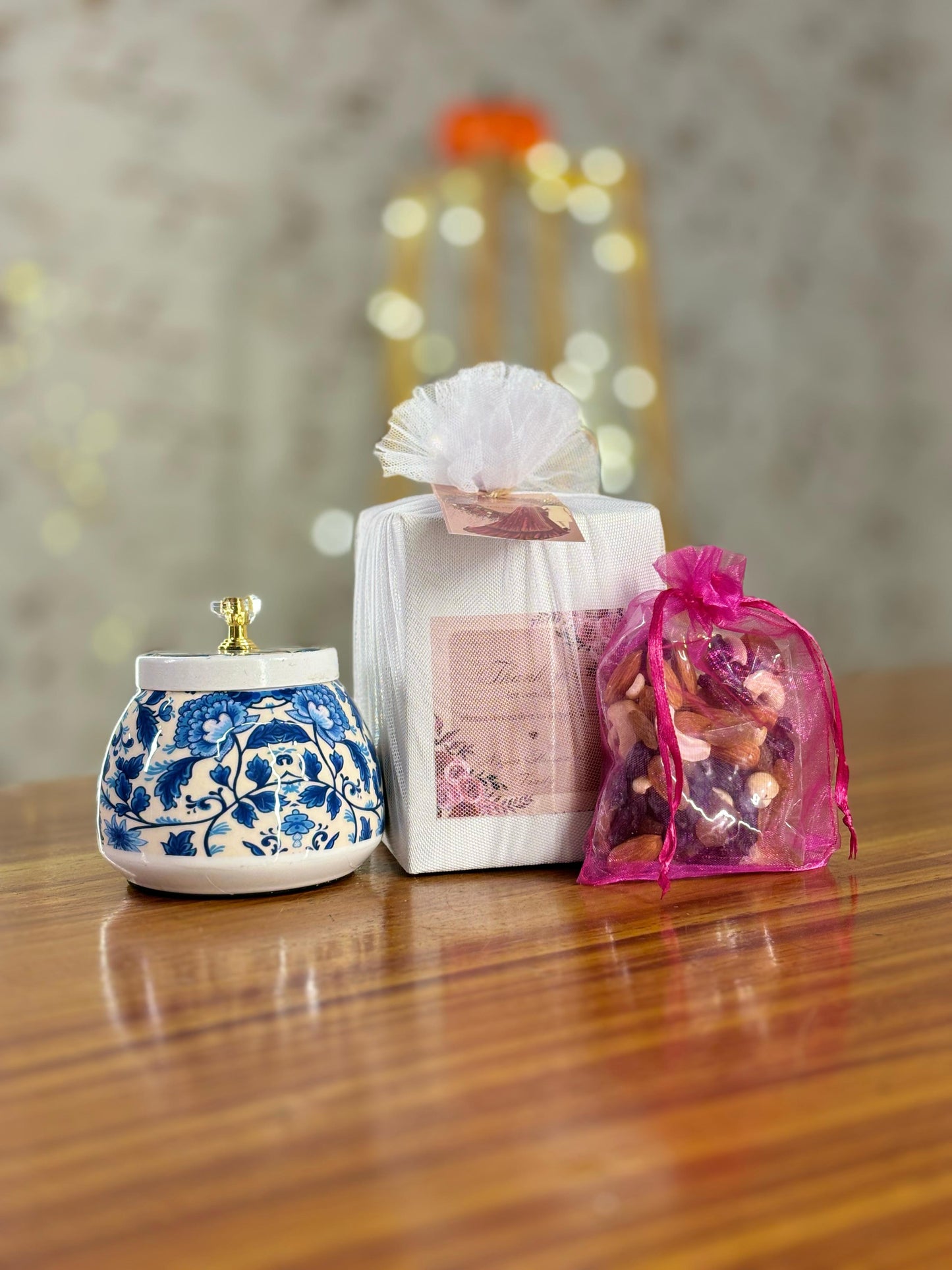 Printed Cone Jar Return Gift | Decorative Jar With Nuts | Wedding & Festive Favor Under ₹500