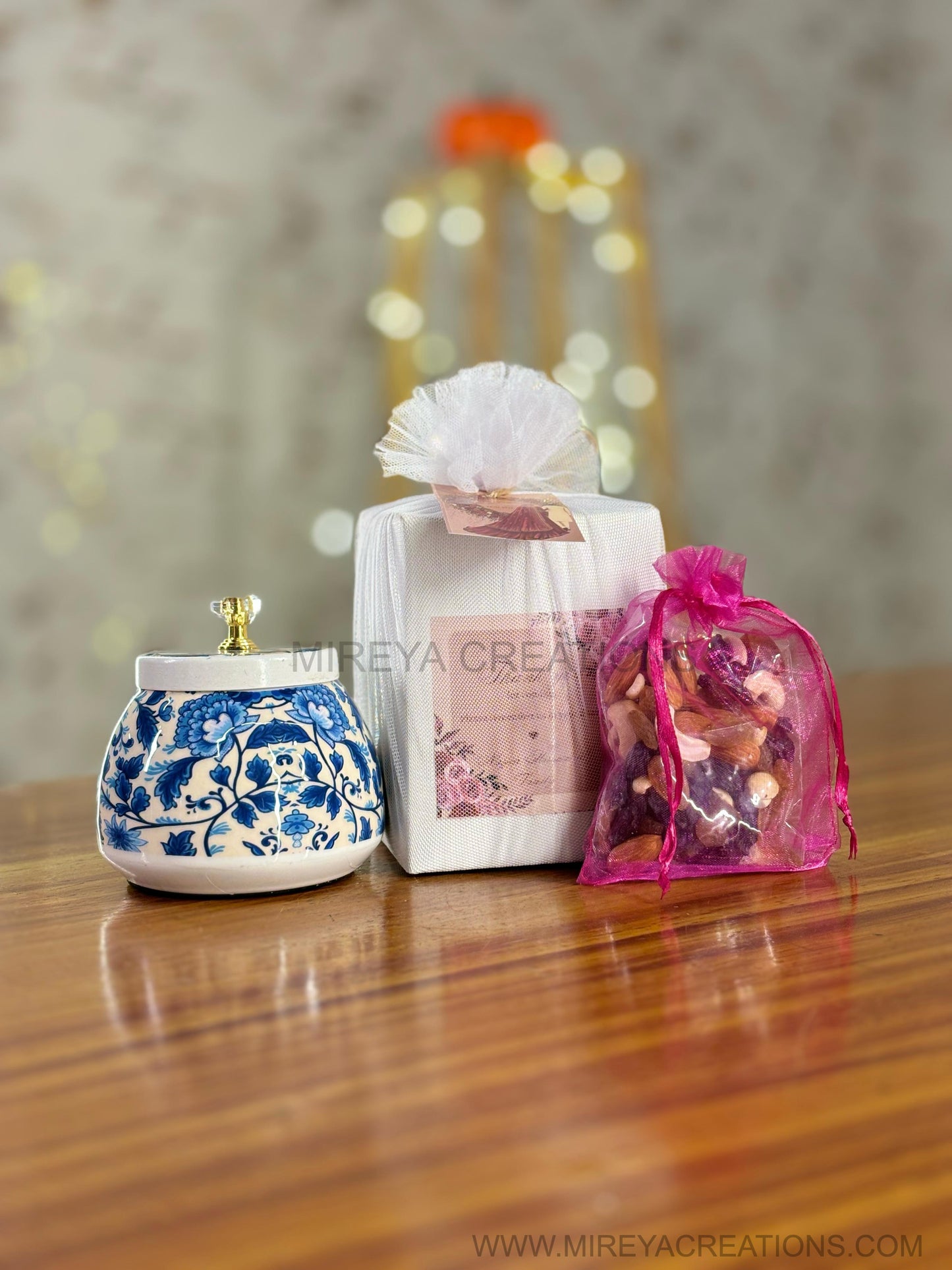 Printed Cone Jar Return Gift | Decorative Jar With Nuts | Wedding & Festive Favor Under ₹500
