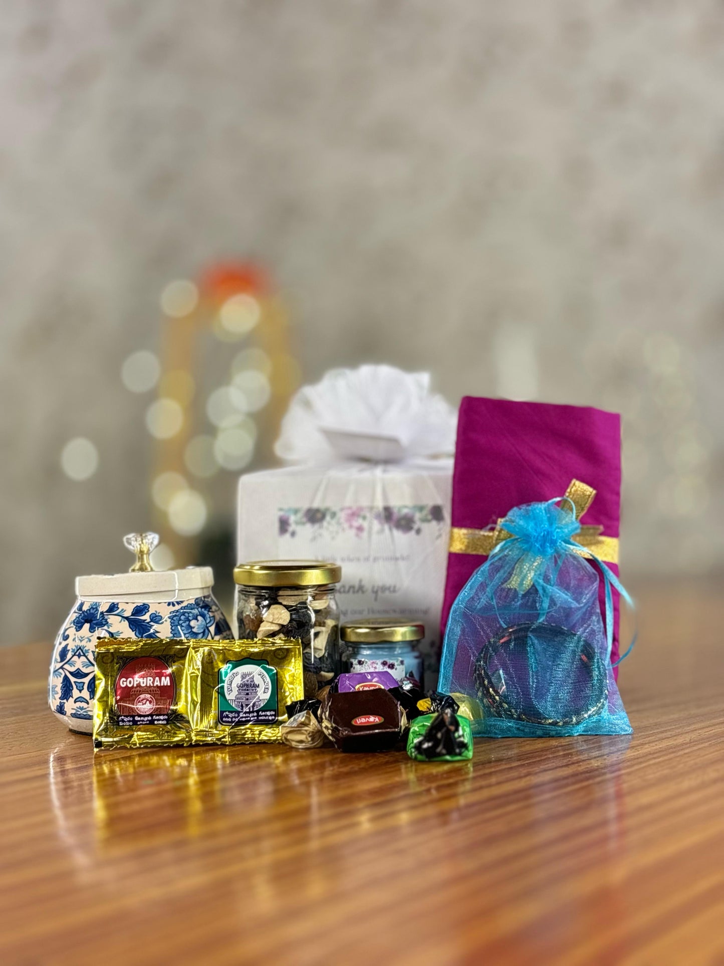 Printed Cone Jar Return Gift | Traditional Jar Set With Nuts, Candle & Haldi Kumkum | Wedding & Puja Favor Under ₹600