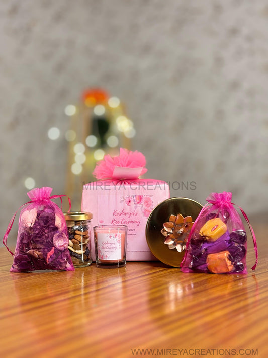 Brass Round Jar Return Gift Set | Scented Potpourri, Nuts Jar, Shot Candle & Chocolates | Wedding & Festive Favor Under ₹500