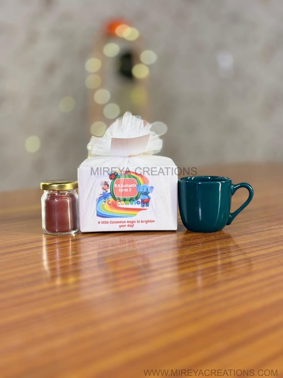 Mini Jar Candle & Ceramic Mug Return Gift | Scented Candle with Mug Gift Set | Wedding & Festive Favor Under ₹200