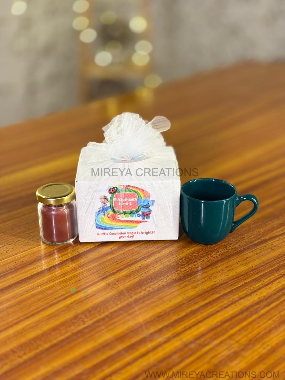 Mini Jar Candle & Ceramic Mug Return Gift | Scented Candle with Mug Gift Set | Wedding & Festive Favor Under ₹200