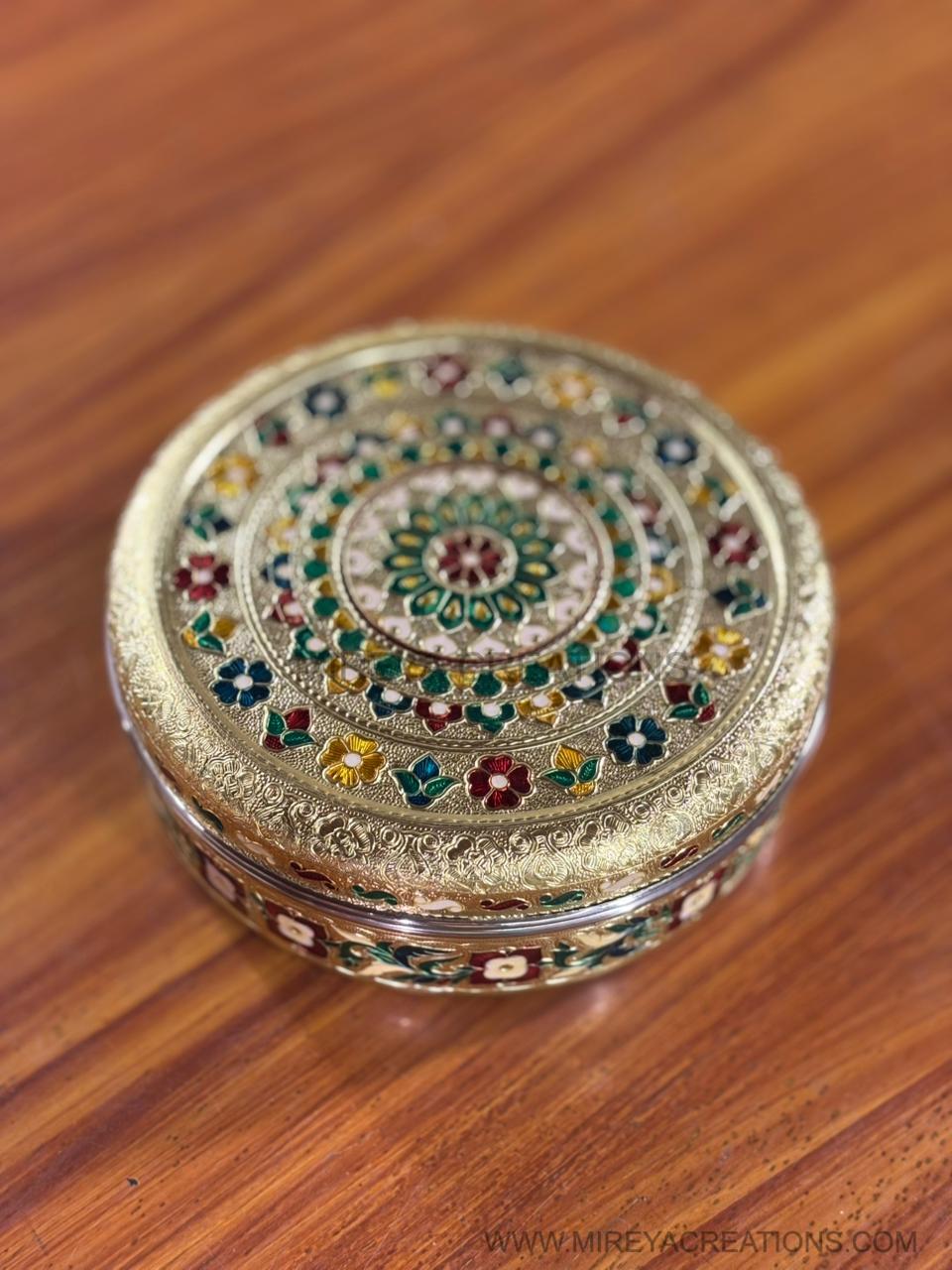 8 Inch Meenakari Box with Mixture Return Gift | Traditional Meenakari Gift Box With Namkeen Mix | Wedding & Puja Favor Under ₹500