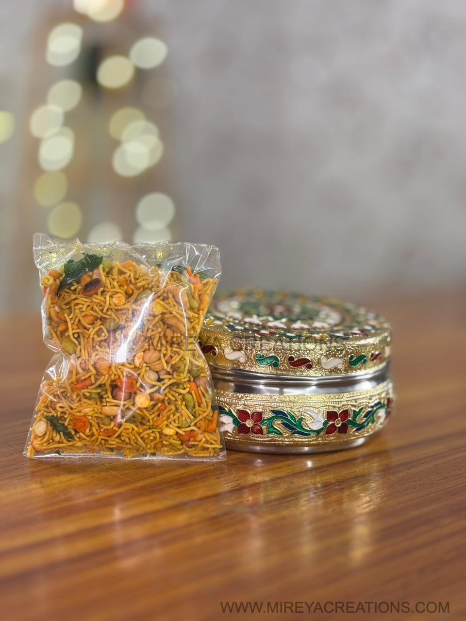 5 Inch Meenakari Box Return Gift | Decorative Meenakari Box With Mixture | Wedding & Party Favor Under ₹200