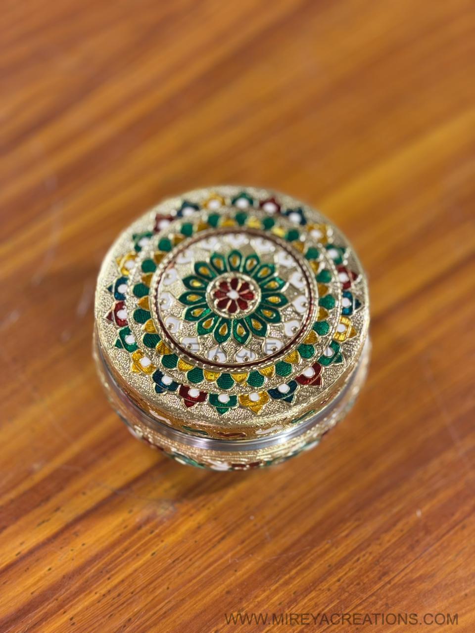 5 Inch Meenakari Box Return Gift | Decorative Meenakari Box With Mixture | Wedding & Party Favor Under ₹200