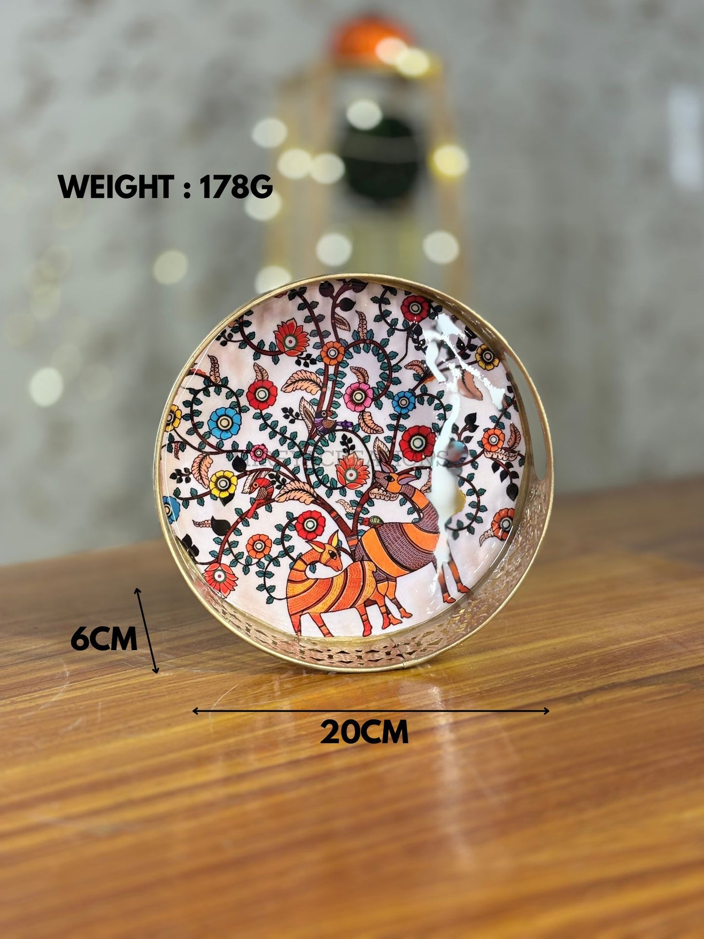 8 Inch Printed Tray Return Gift | Large Printed Decorative Tray | Wedding & Event Favor Under ₹300