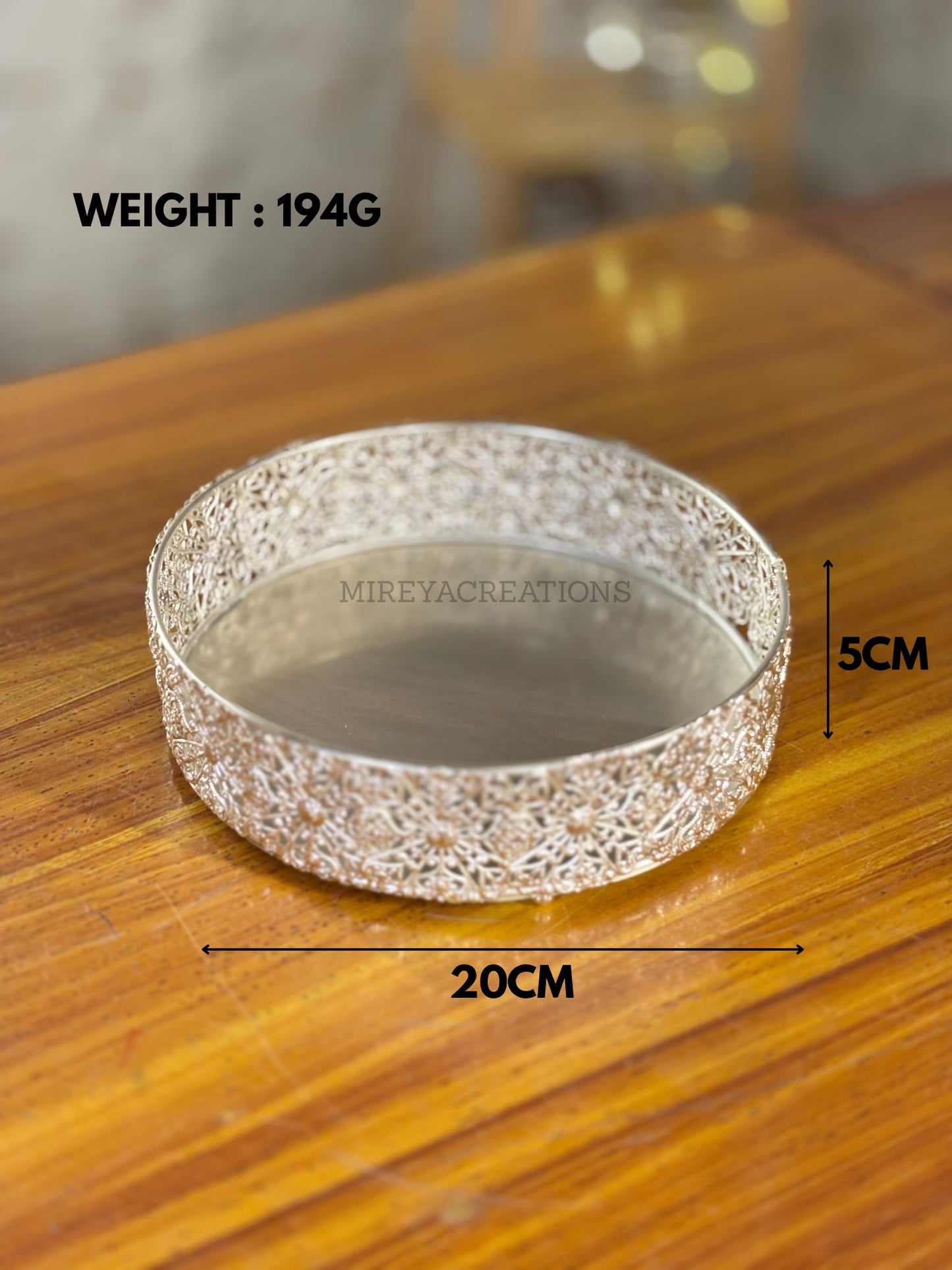 8 Inch German Silver Tray Return Gift | Elegant Silver Finish Tray | Wedding & Housewarming Favor Under ₹500