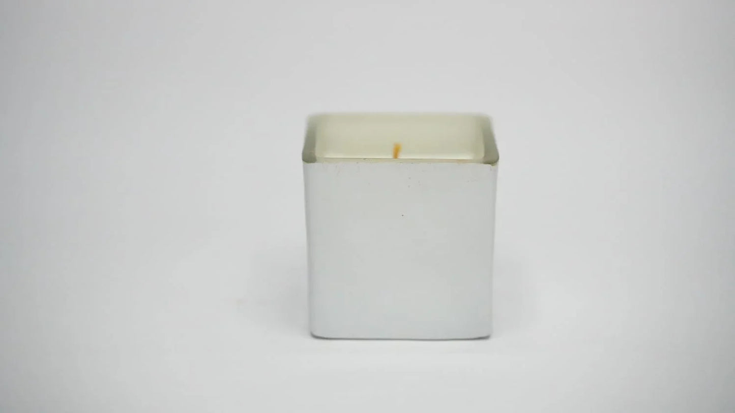 Square Glass Candle - WHITE